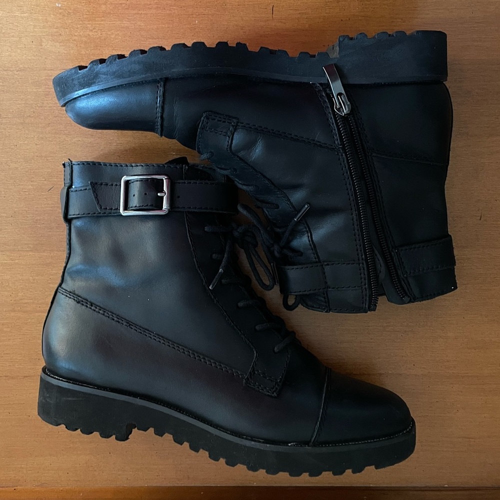 Black Franco Sarto Carlson Combat Boots Women’s 6M